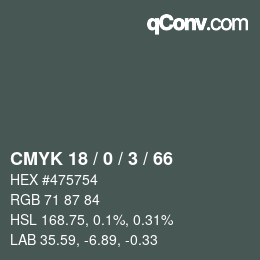 Color code: CMYK 18 / 0 / 3 / 66 | qconv.com
