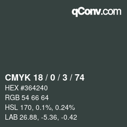 Color code: CMYK 18 / 0 / 3 / 74 | qconv.com