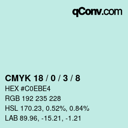 カラーコード: CMYK 18 / 0 / 3 / 8 | qconv.com