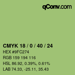 カラーコード: CMYK 18 / 0 / 40 / 24 | qconv.com