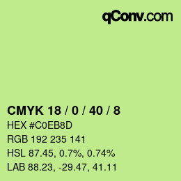カラーコード: CMYK 18 / 0 / 40 / 8 | qconv.com
