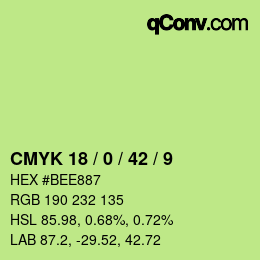 カラーコード: CMYK 18 / 0 / 42 / 9 | qconv.com