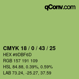 Farbcode: CMYK 18 / 0 / 43 / 25 | qconv.com