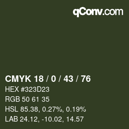 Farbcode: CMYK 18 / 0 / 43 / 76 | qconv.com