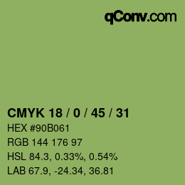 Color code: CMYK 18 / 0 / 45 / 31 | qconv.com