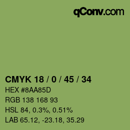 颜色代码: CMYK 18 / 0 / 45 / 34 | qconv.com