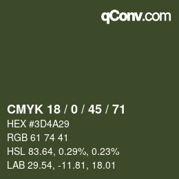 颜色代码: CMYK 18 / 0 / 45 / 71 | qconv.com