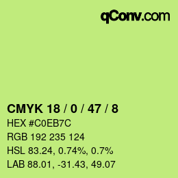 カラーコード: CMYK 18 / 0 / 47 / 8 | qconv.com