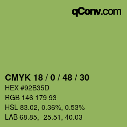 カラーコード: CMYK 18 / 0 / 48 / 30 | qconv.com