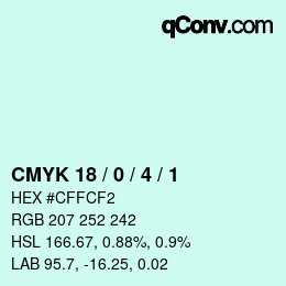 Farbcode: CMYK 18 / 0 / 4 / 1 | qconv.com