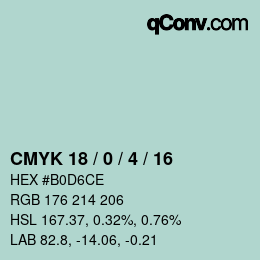 Color code: CMYK 18 / 0 / 4 / 16 | qconv.com