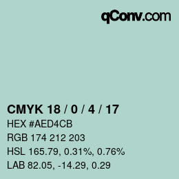 Color code: CMYK 18 / 0 / 4 / 17 | qconv.com