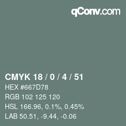 Código de color: CMYK 18 / 0 / 4 / 51 | qconv.com