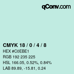 カラーコード: CMYK 18 / 0 / 4 / 8 | qconv.com