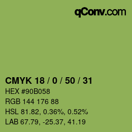 Farbcode: CMYK 18 / 0 / 50 / 31 | qconv.com