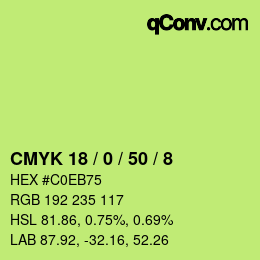 カラーコード: CMYK 18 / 0 / 50 / 8 | qconv.com