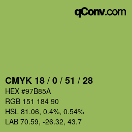 颜色代码: CMYK 18 / 0 / 51 / 28 | qconv.com