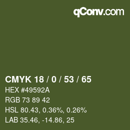 Farbcode: CMYK 18 / 0 / 53 / 65 | qconv.com