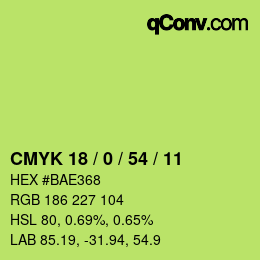 Farbcode: CMYK 18 / 0 / 54 / 11 | qconv.com