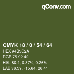 Color code: CMYK 18 / 0 / 54 / 64 | qconv.com