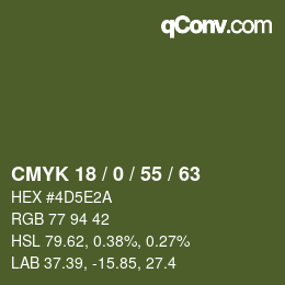 Farbcode: CMYK 18 / 0 / 55 / 63 | qconv.com