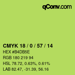 Color code: CMYK 18 / 0 / 57 / 14 | qconv.com