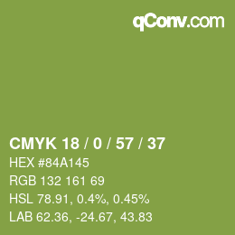 Color code: CMYK 18 / 0 / 57 / 37 | qconv.com