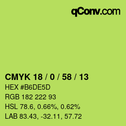 颜色代码: CMYK 18 / 0 / 58 / 13 | qconv.com