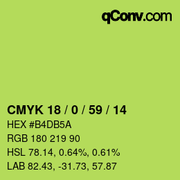 Color code: CMYK 18 / 0 / 59 / 14 | qconv.com