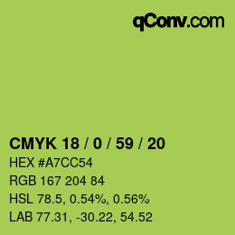 Color code: CMYK 18 / 0 / 59 / 20 | qconv.com