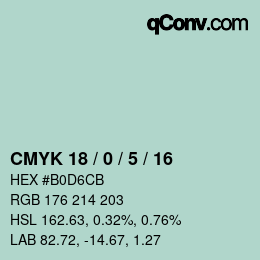 Farbcode: CMYK 18 / 0 / 5 / 16 | qconv.com