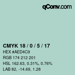 Color code: CMYK 18 / 0 / 5 / 17 | qconv.com