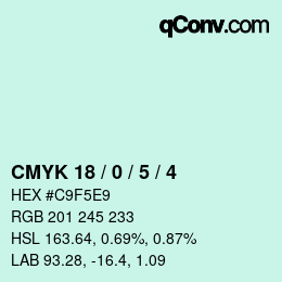 Color code: CMYK 18 / 0 / 5 / 4 | qconv.com