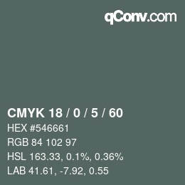 Color code: CMYK 18 / 0 / 5 / 60 | qconv.com