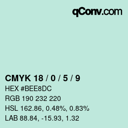 カラーコード: CMYK 18 / 0 / 5 / 9 | qconv.com