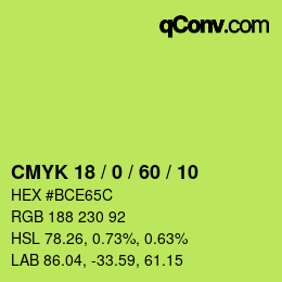 颜色代码: CMYK 18 / 0 / 60 / 10 | qconv.com