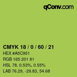 カラーコード: CMYK 18 / 0 / 60 / 21 | qconv.com