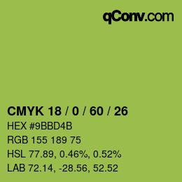 Color code: CMYK 18 / 0 / 60 / 26 | qconv.com