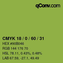 颜色代码: CMYK 18 / 0 / 60 / 31 | qconv.com