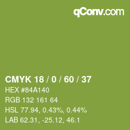 カラーコード: CMYK 18 / 0 / 60 / 37 | qconv.com