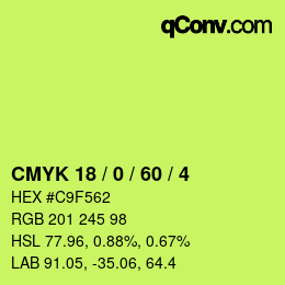 カラーコード: CMYK 18 / 0 / 60 / 4 | qconv.com