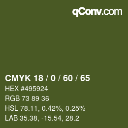 カラーコード: CMYK 18 / 0 / 60 / 65 | qconv.com