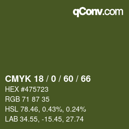 カラーコード: CMYK 18 / 0 / 60 / 66 | qconv.com