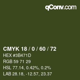 颜色代码: CMYK 18 / 0 / 60 / 72 | qconv.com