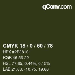 颜色代码: CMYK 18 / 0 / 60 / 78 | qconv.com