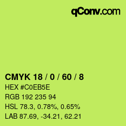 Color code: CMYK 18 / 0 / 60 / 8 | qconv.com