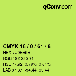 カラーコード: CMYK 18 / 0 / 61 / 8 | qconv.com