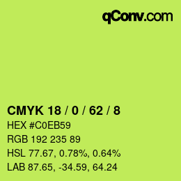 Color code: CMYK 18 / 0 / 62 / 8 | qconv.com