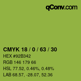 カラーコード: CMYK 18 / 0 / 63 / 30 | qconv.com