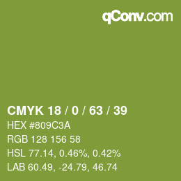 颜色代码: CMYK 18 / 0 / 63 / 39 | qconv.com